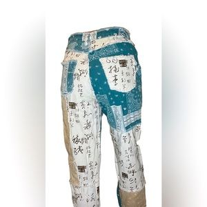 Unique Jeans, Blue, White, and Baige.